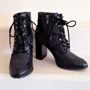 ANTONIO MELANI Black and Charcoal Heeled Boots